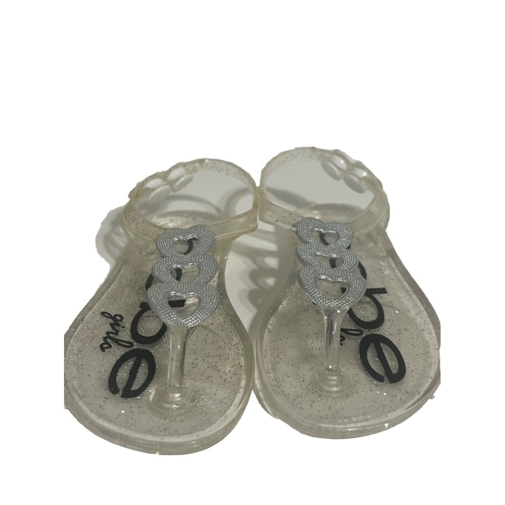 BEBE NEW LITTLE GIRLS JELLY SANDALS WITH HEART DETAIL SZ (S) 4/5